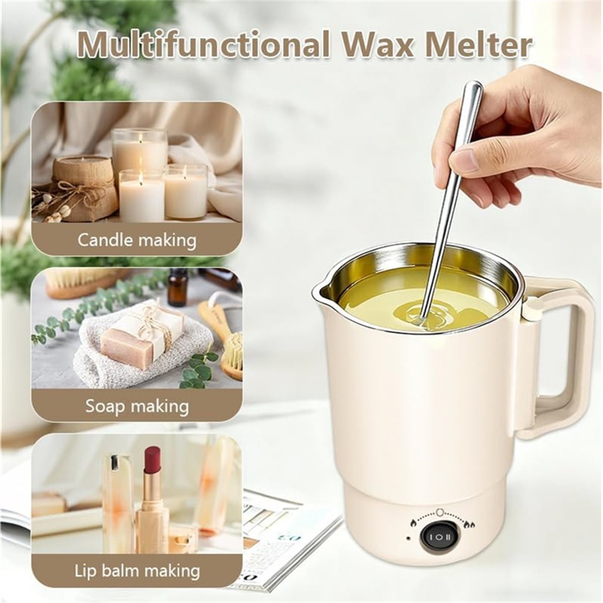 Candle Supplies Uk - Elektrischer Wachsschmelztopf-Set mit Thermometer, 800ML Wachsschmelzer