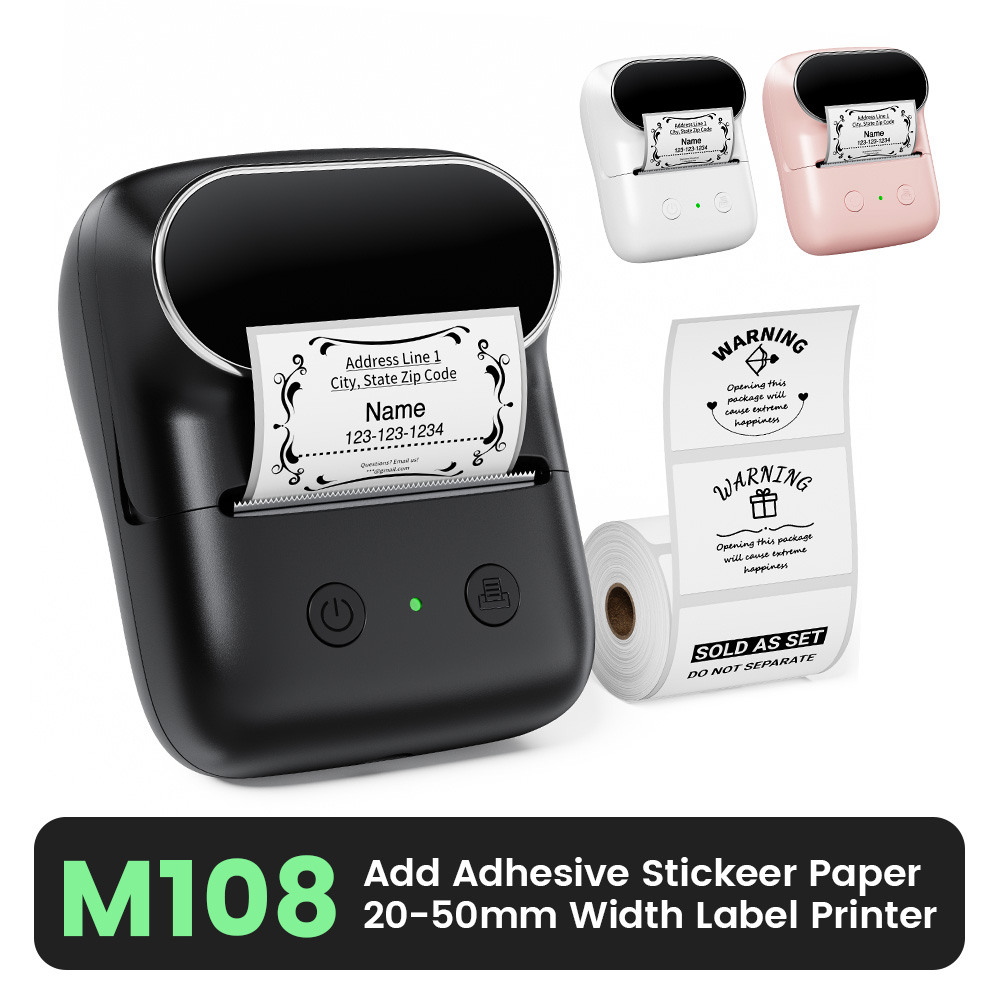 Sticker Label Template - M108 Kabelloser Bluetooth-Etikettendrucker, Thermo-Etikettendrucker mit 200